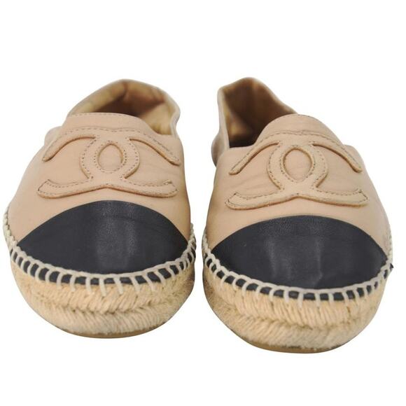 Chanel Embroidered Espadrille 37 Leather CC Cap Toe Flats CC-0803N-0006 - Picture 3 of 12